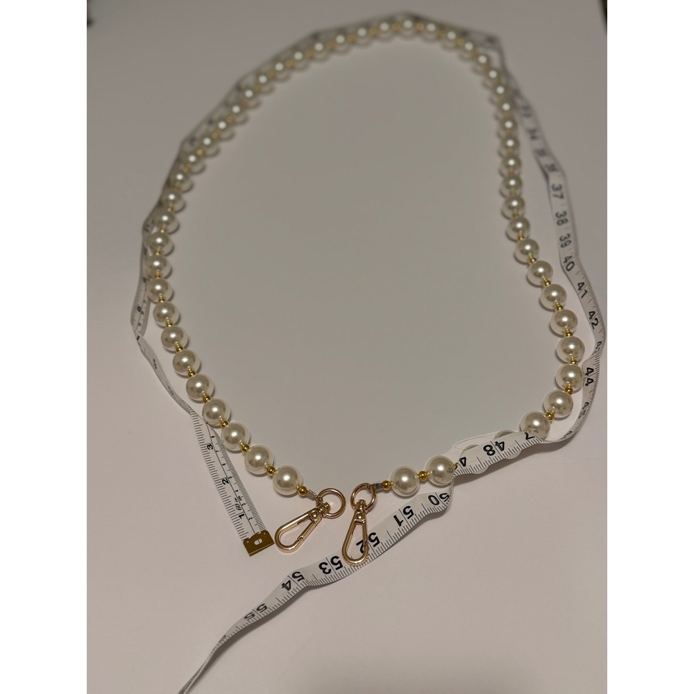Sofia and Spritz Faux Pearl Crossbody Bag Strap Gold Tone Hardware 48 Inch